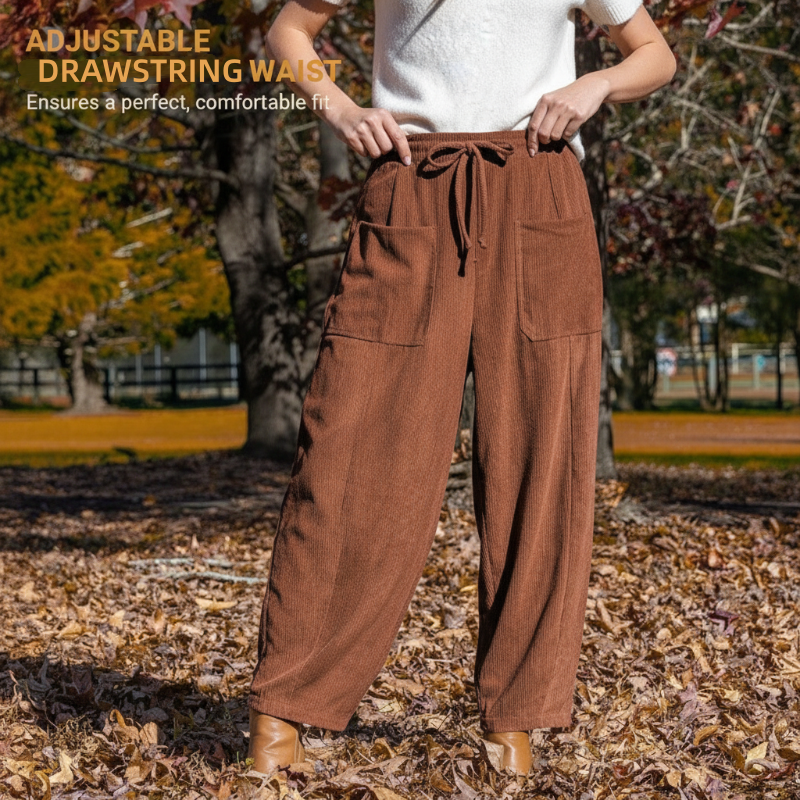 Women's High Waisted Corduroy Barrel Pants