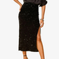 Women's High Slit Sequin Midi Skirt