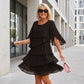 Women's Elegant Layered Ruffle Sleeve Dress