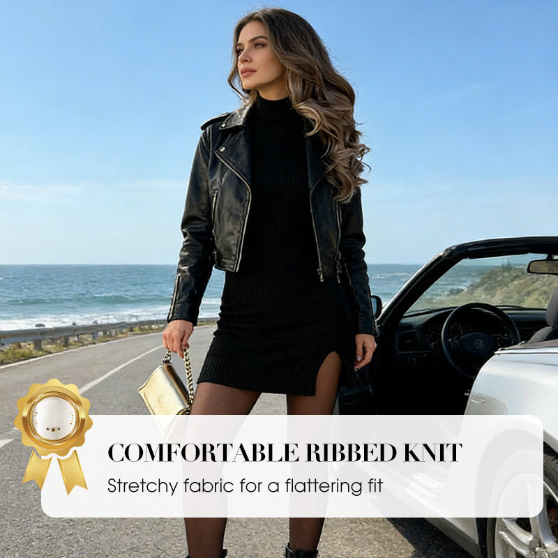 Women's Knit Ribbed Bodycon Mini Dress