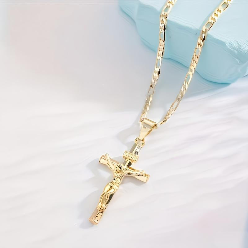 ⏰LAST DAY - BUY 1 GET 1 FREE!✝️Gold-Tone Crucifix Pendant Necklace