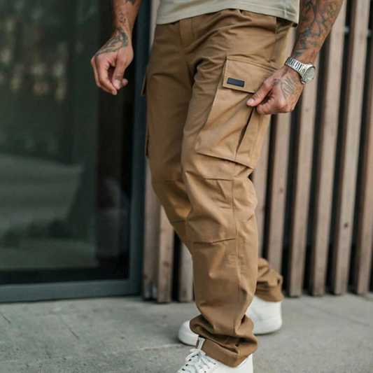 Classic Multi-Pocket Cargo Pants for Men – Relaxed Fit, Durable & Breathable, Sizes 2XL–4XL! 🌿🖤