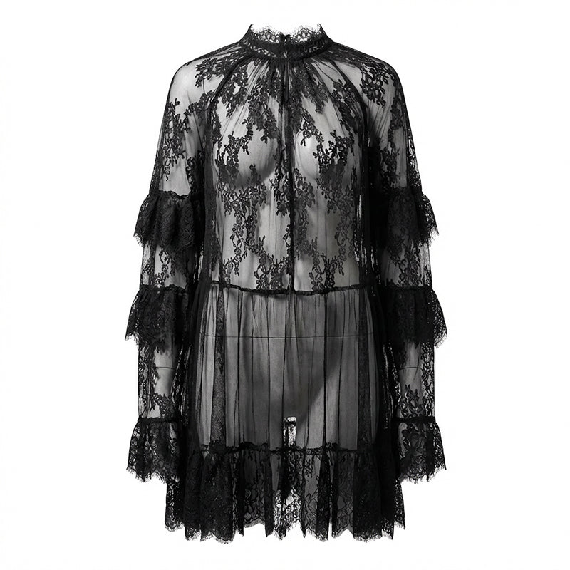 Elegant Hollow-Out Lace Dress