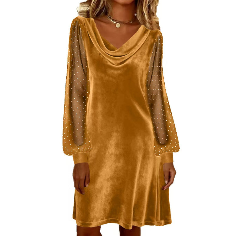 Women’s Elegant Cowl Neck Knee-Length Sheath Dress