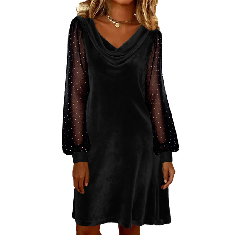 Women’s Elegant Cowl Neck Knee-Length Sheath Dress