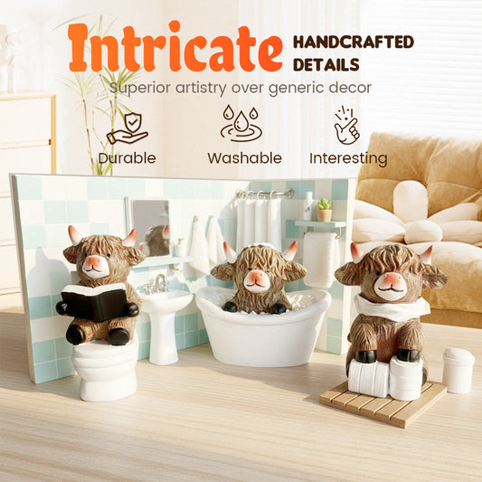 Whimsical Highland Cow Bathroom Figurine