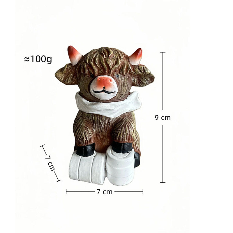 Whimsical Highland Cow Bathroom Figurine