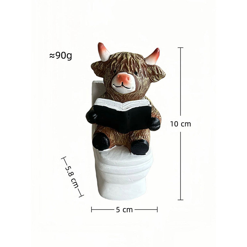 Whimsical Highland Cow Bathroom Figurine