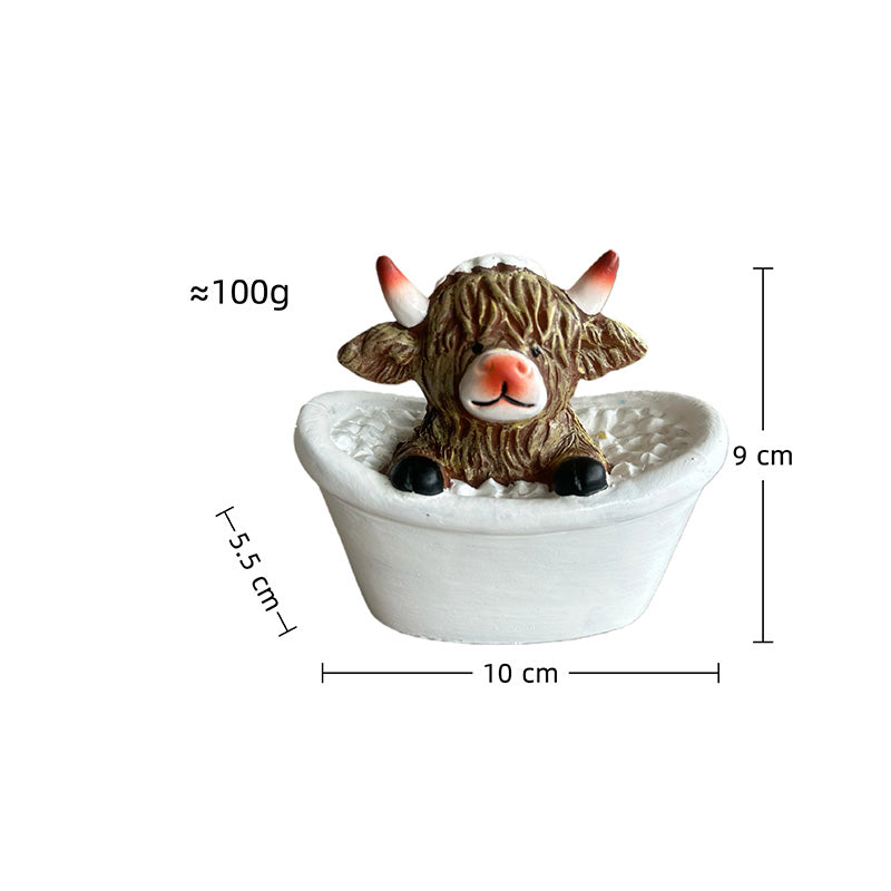 Whimsical Highland Cow Bathroom Figurine