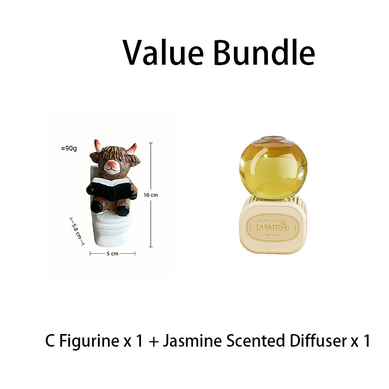 Whimsical Highland Cow Bathroom Figurine
