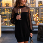 Sheer Mesh Mock Neck Mini Dress