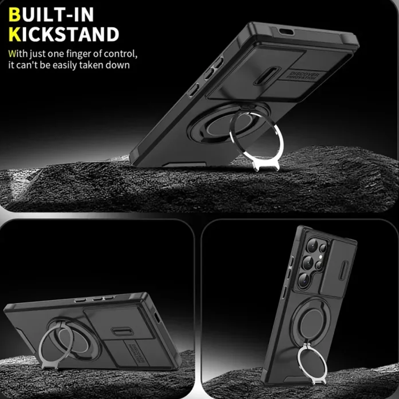 💎 50% OFF! 💎 Magnetic Stand Phone Case for Samsung – Slide Camera Cover, 360° Ring Grip & Kickstand, Full Protection 📱