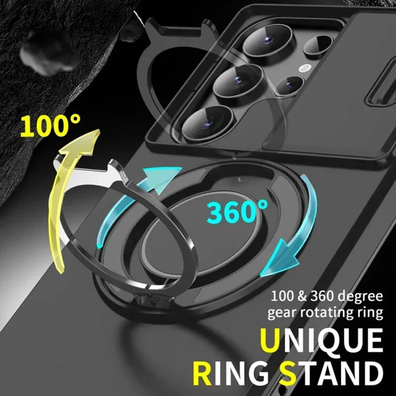 💎 50% OFF! 💎 Magnetic Stand Phone Case for Samsung – Slide Camera Cover, 360° Ring Grip & Kickstand, Full Protection 📱