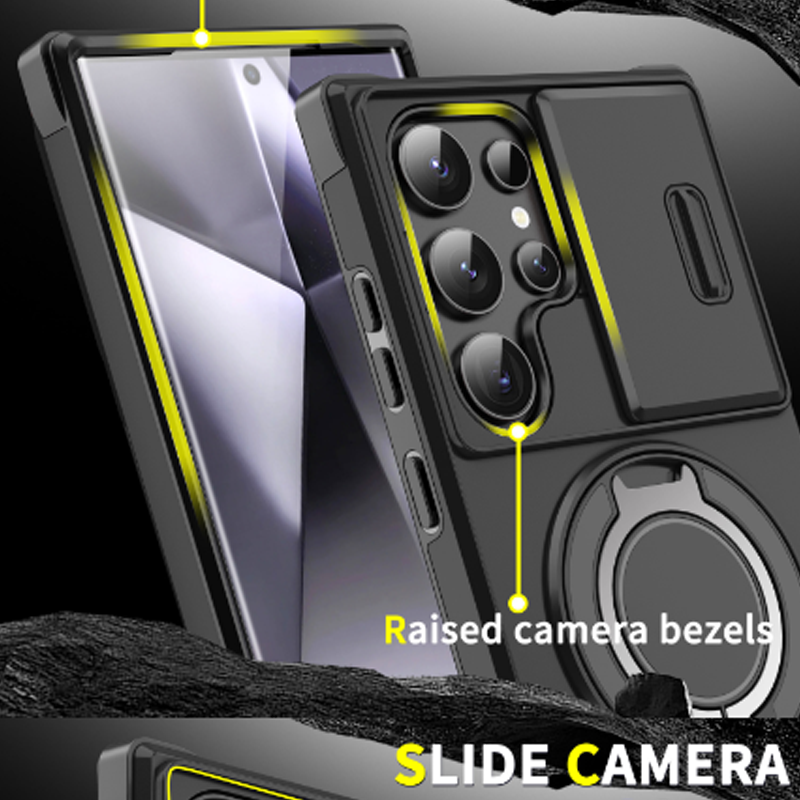 💎 50% OFF! 💎 Magnetic Stand Phone Case for Samsung – Slide Camera Cover, 360° Ring Grip & Kickstand, Full Protection 📱