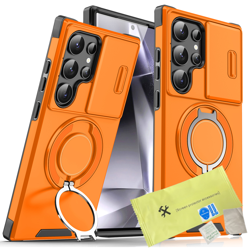 💎 50% OFF! 💎 Magnetic Stand Phone Case for Samsung – Slide Camera Cover, 360° Ring Grip & Kickstand, Full Protection 📱