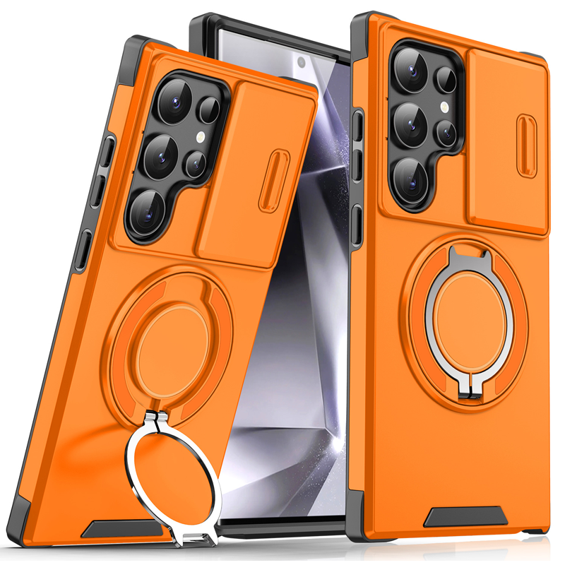 💎 50% OFF! 💎 Magnetic Stand Phone Case for Samsung – Slide Camera Cover, 360° Ring Grip & Kickstand, Full Protection 📱