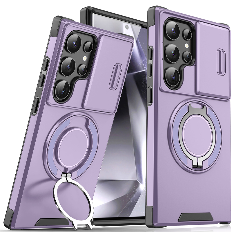 💎 50% OFF! 💎 Magnetic Stand Phone Case for Samsung – Slide Camera Cover, 360° Ring Grip & Kickstand, Full Protection 📱