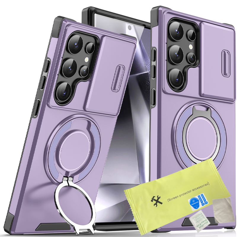 💎 50% OFF! 💎 Magnetic Stand Phone Case for Samsung – Slide Camera Cover, 360° Ring Grip & Kickstand, Full Protection 📱