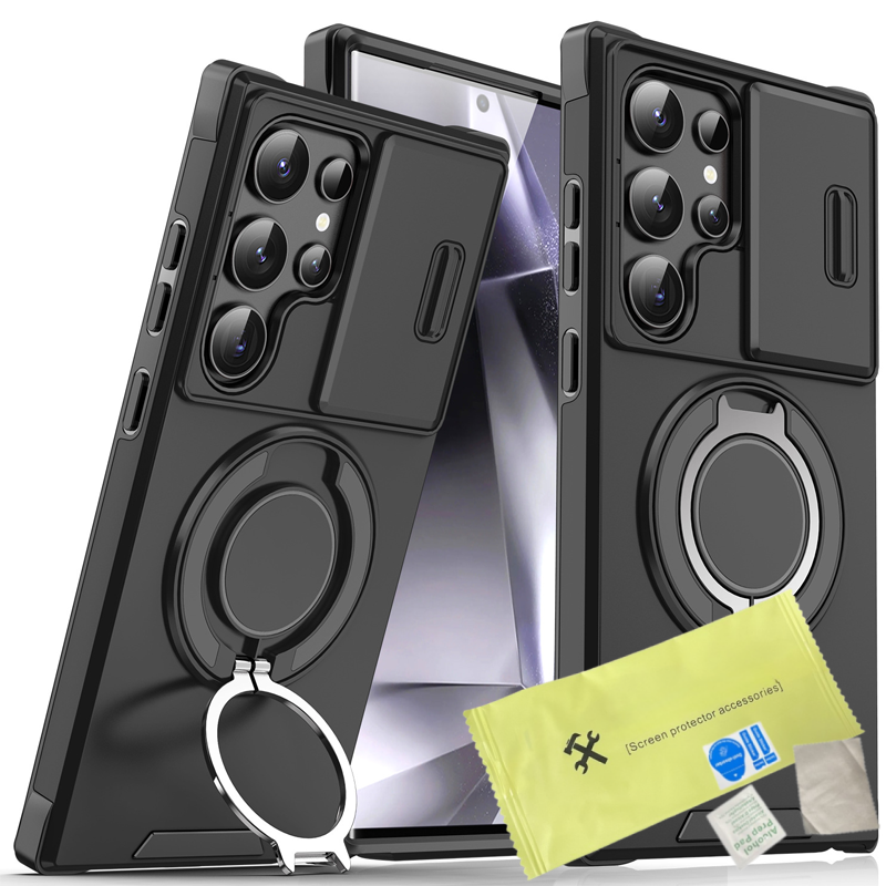 💎 50% OFF! 💎 Magnetic Stand Phone Case for Samsung – Slide Camera Cover, 360° Ring Grip & Kickstand, Full Protection 📱