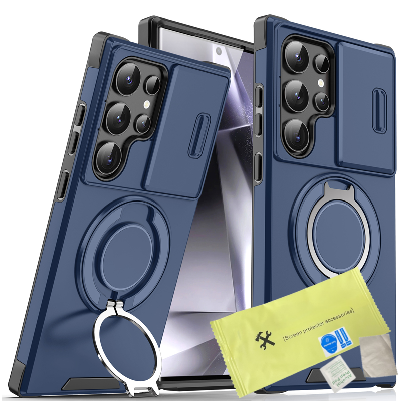 💎 50% OFF! 💎 Magnetic Stand Phone Case for Samsung – Slide Camera Cover, 360° Ring Grip & Kickstand, Full Protection 📱