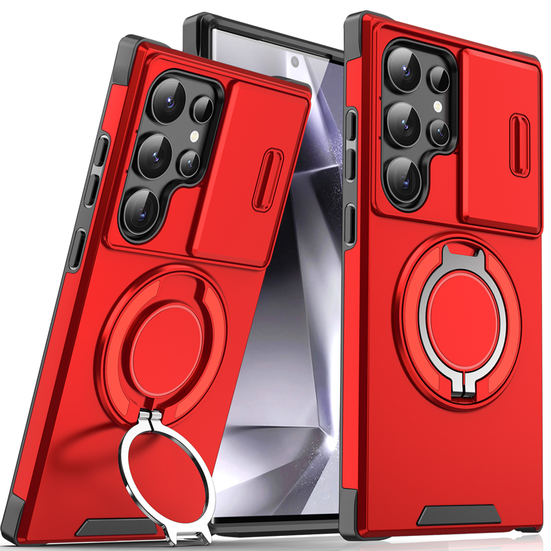 💎 50% OFF! 💎 Magnetic Stand Phone Case for Samsung – Slide Camera Cover, 360° Ring Grip & Kickstand, Full Protection 📱