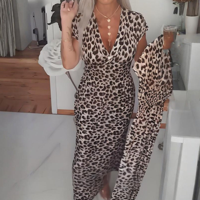 🎁New arrival 50% OFF💥Women's V-Neck Leopard Print Dress