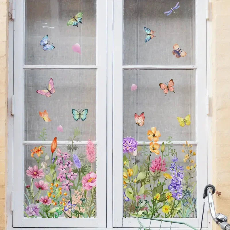 💐Colorful Floral Bouquet Window Sticker🖼️ Make Your Window Beautiful in Seconds! Cut to any size you like!