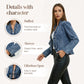 🧥 LIMITED-TIME 60% OFF! ✨ Women's Denim Jacket – Open-Front, Ruffle Trim, Lightweight, Classic Wash