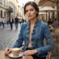 Women's Ruffle Trim Open-Front Denim Jacket