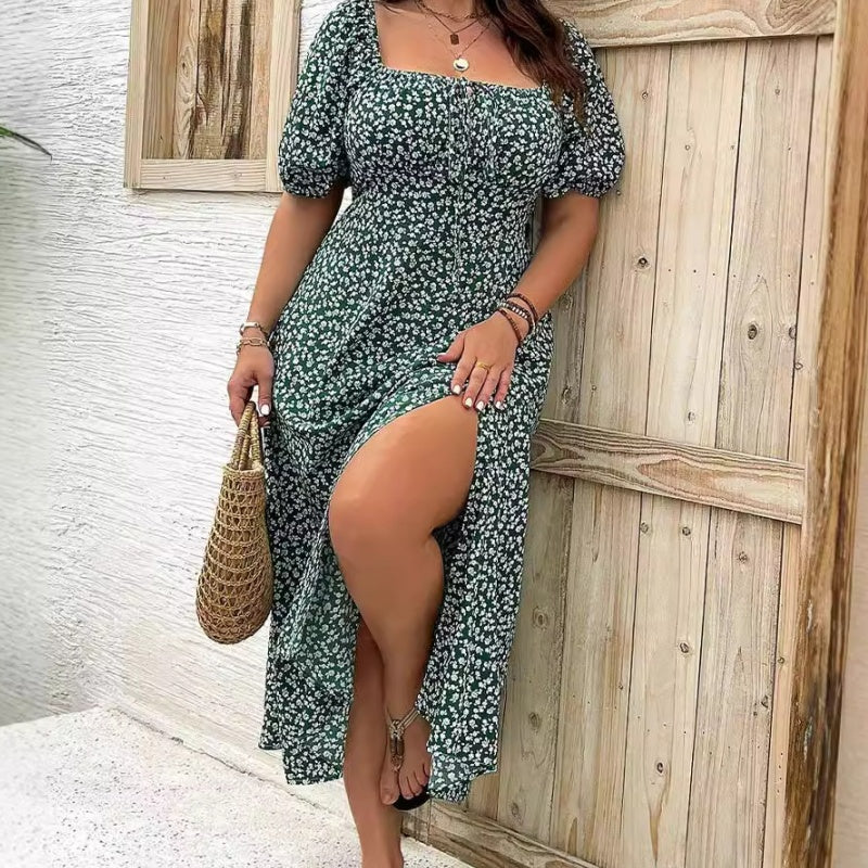 💖LAST DAY SALE 49% OFF💐Short Sleeve Split Floral Print Dress
