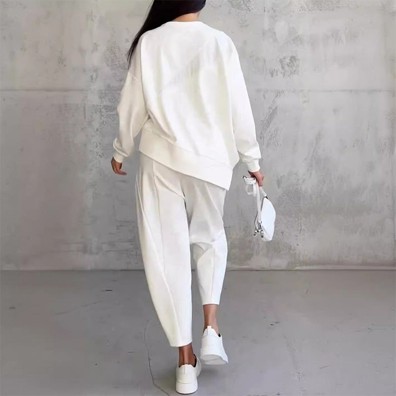 Women's Long-Sleeve Irregular Hem Sweatshirts & Pants Set
