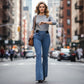 👖High-Waist Stretch Flare Jeans – Gentle tummy control, comfy stretch. Flattering flare leg. Perfect for daily wear. 🌸✨