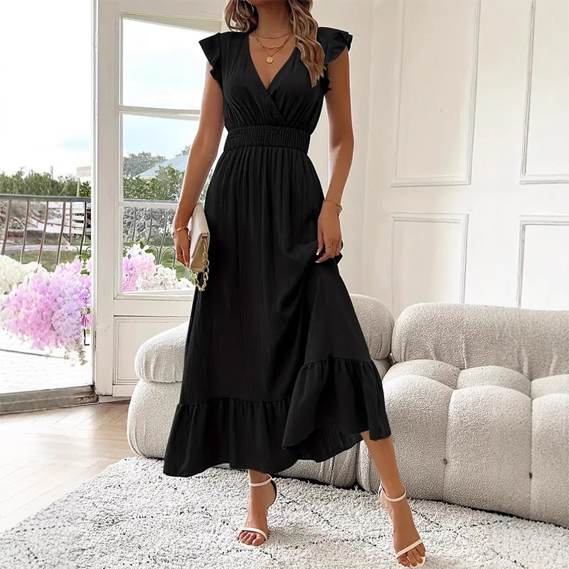 💃LAST DAY SALE 50% OFF!!⏰V-Neck Ruffled Waist-Defining Maxi Dress
