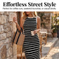Sleeveless Striped Ribbed Knit Dress