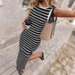 Sleeveless Striped Ribbed Knit Dress