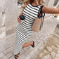 Sleeveless Striped Ribbed Knit Dress