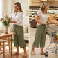 💖Women's Ribbed Wide-Leg Capri Pants with Pockets