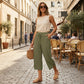 💖Women's Ribbed Wide-Leg Capri Pants with Pockets