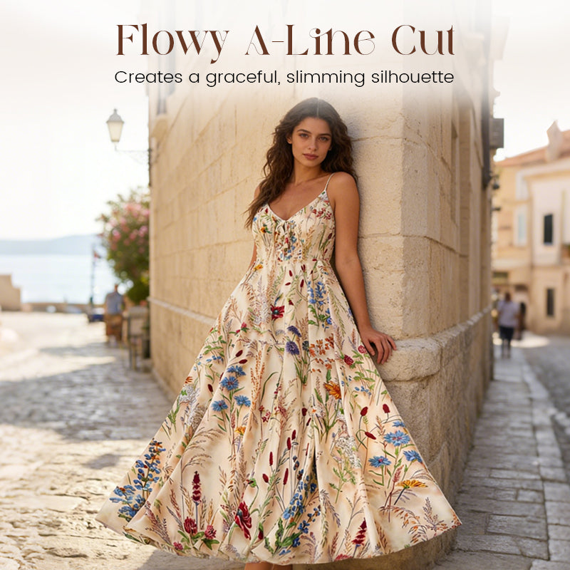 Plus Size Floral Print Spaghetti Strap Midi Dress