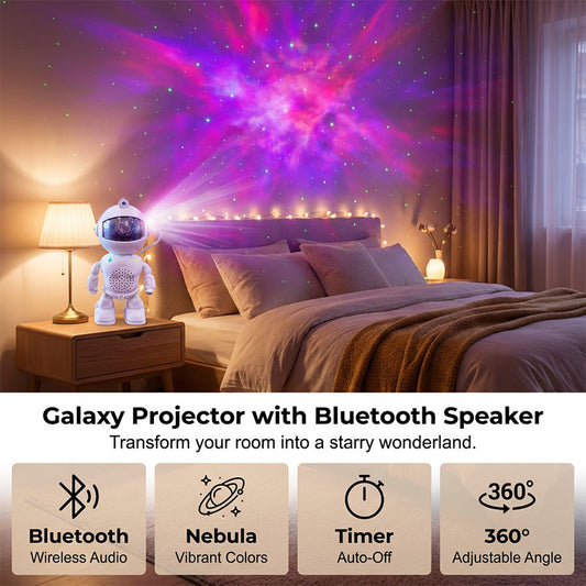 Robot Astronaut Starry Sky Projector with Bluetooth Speaker