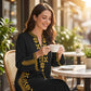 Women's Ethnic Print V-Neck Kaftan Dress