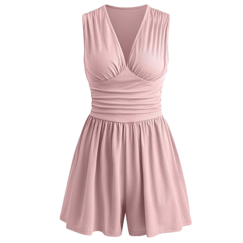🏖️Summer Cool Deal: ONLY ￡19.99!!🌷👗Women's Sleeveless V-Neck Ruched Waist Romper