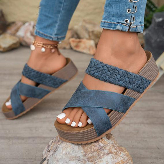 🎁2026 New Arrivals 50% OFF|Criss-Cross Woven Strap Wedge Sandals|Comfortable, Stylish & Perfect for Summer Days ☀️