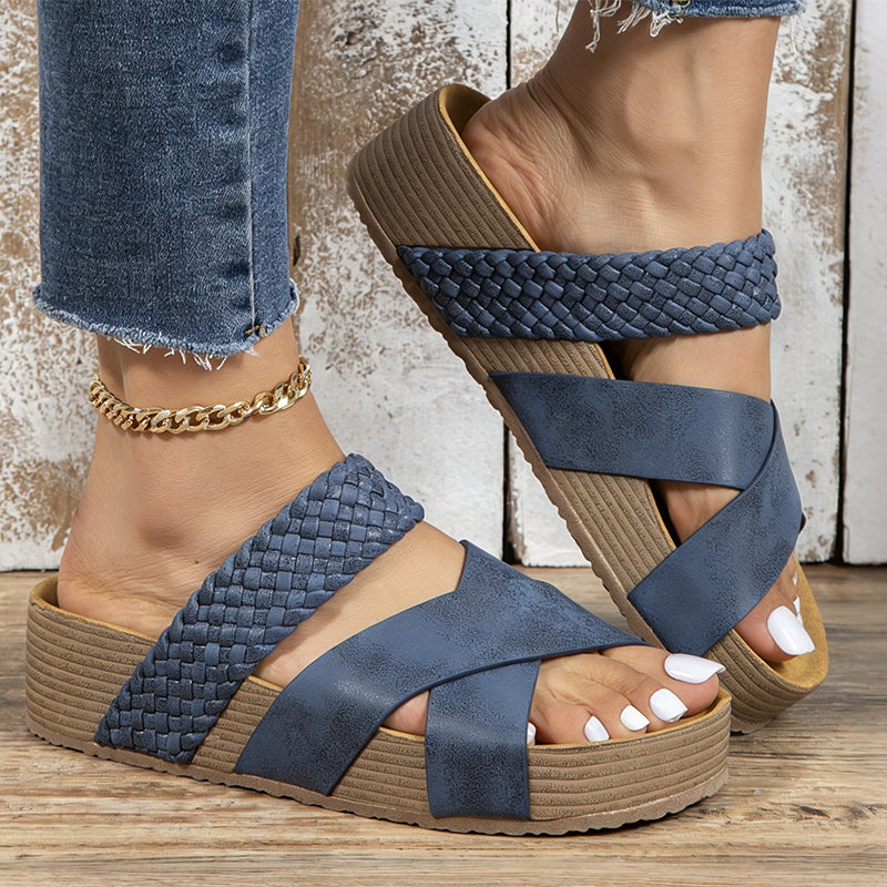 🎁2026 New Arrivals 50% OFF|Criss-Cross Woven Strap Wedge Sandals|Comfortable, Stylish & Perfect for Summer Days ☀️