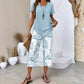 🥳SUMMER HOT SALE🥳💞50K+ SOLD!💥50% OFF! 🔥Casual Round Neck Layered Tunic Top and Wide Leg Pants Set