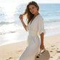 👗 60% OFF NOW! ✨ Elegant V-Neck Wide-Leg Jumpsuit – Flattering Waist Sash, Soft Breathable Fabric & Relaxed Fit 🦋