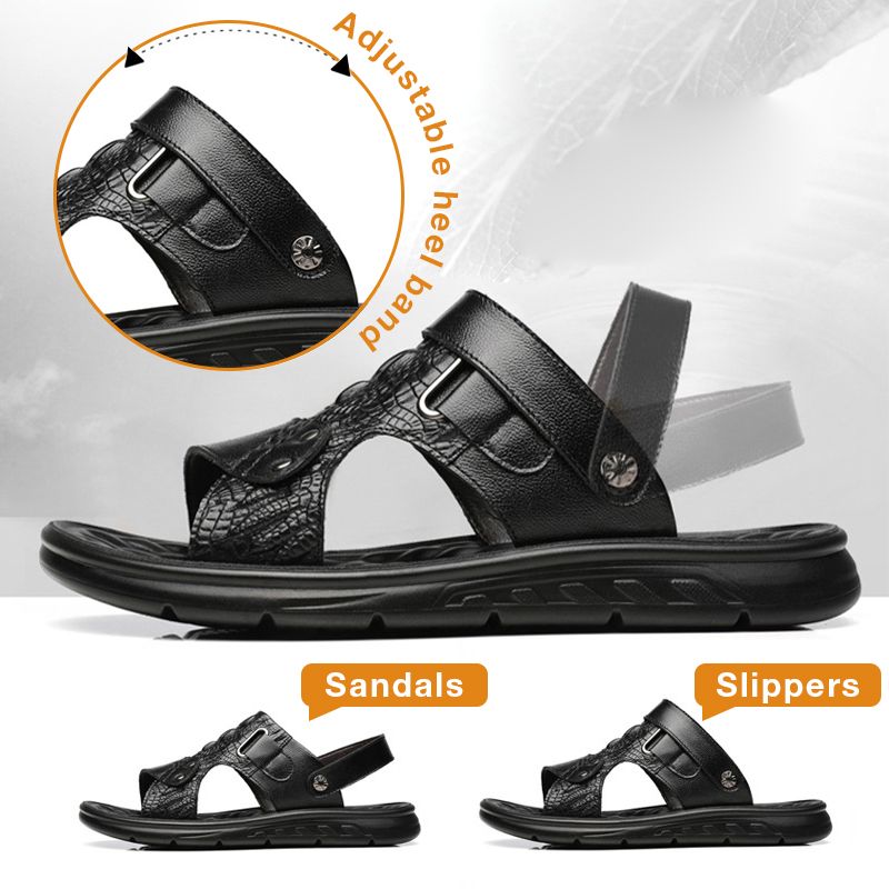 👞 50% OFF NOW! 🌿 Dual-Use Hollow Breathable Men’s Cowhide Sandals – Indoor/Outdoor, Cushioned Sole & Perfect for Summer Comfort ☀️