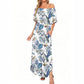 ⏰2026 Summer Hot Sale 50% OFF💃Women's Off-Shoulder Ruffled Side-Slit Maxi Dress with Pockets