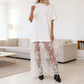 Modern Layered-Look Tee Dress with Lace Hem