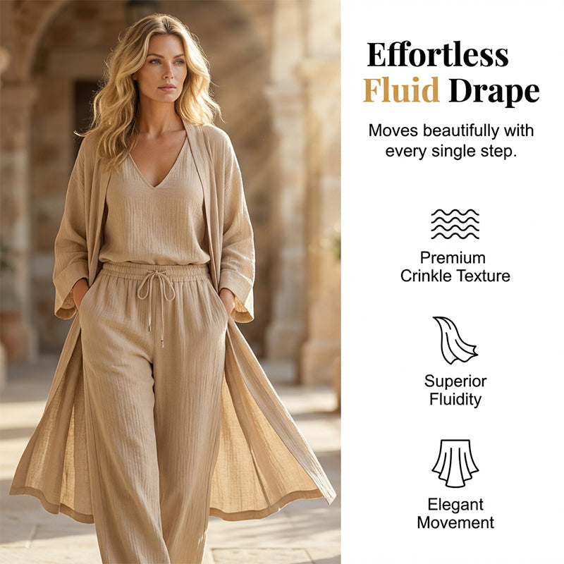 3-PCS SET🧥Elegant Wide-Leg Trousers, Inner Top & Cardigan📦Free Shipping✈️